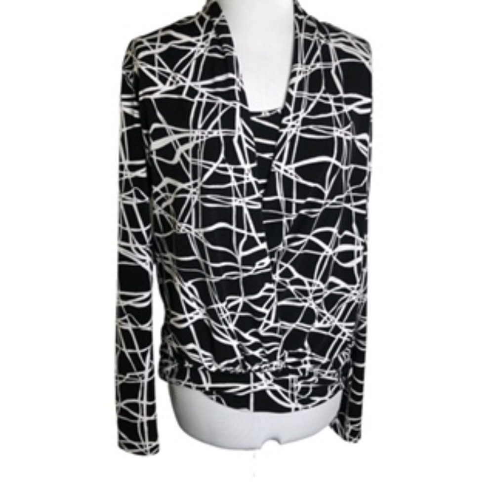 No Label Abstract Faux Wrap Faux Camisole Relaxed Fit Top Size L